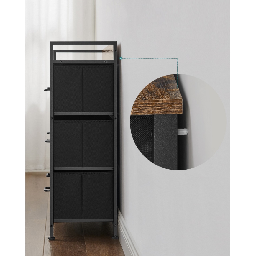 Комод с ящиками KIRA, коричневый/чёрный