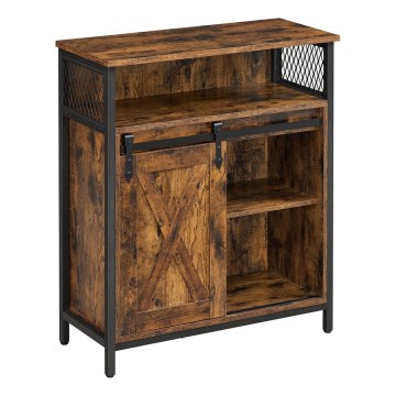 Комод с раздвижной дверцей FIRA коричневый/черный