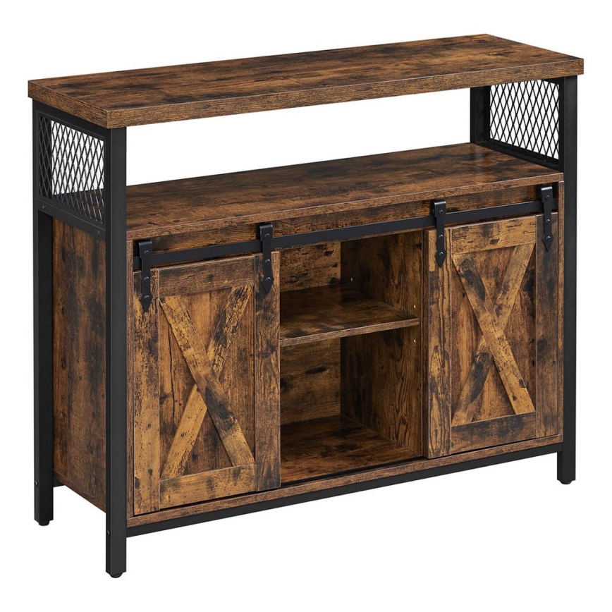 Комод с раздвижными дверцами FIRA коричневый/чёрный