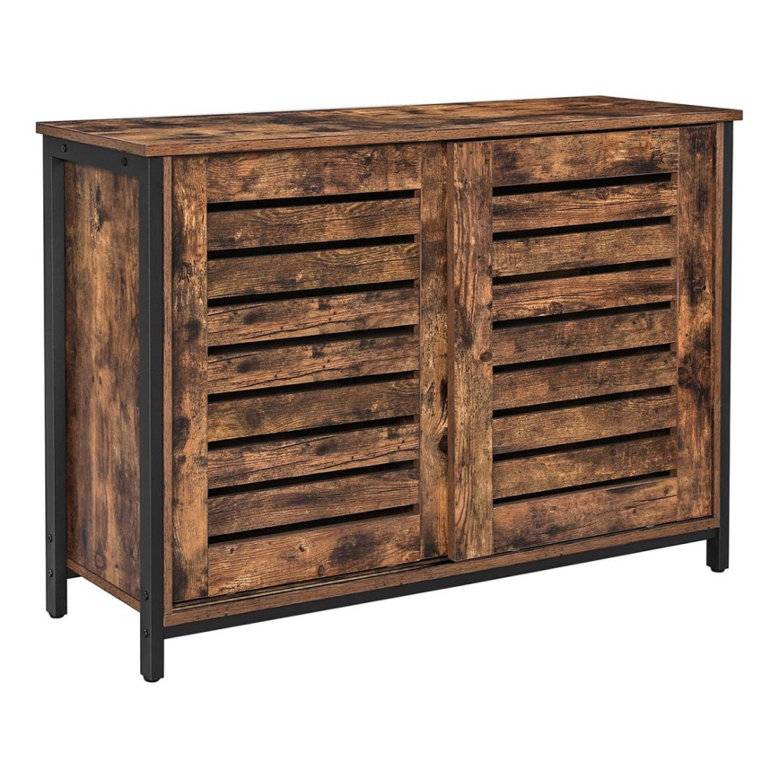 Комод с раздвижными дверцами FIRA коричневый/черный