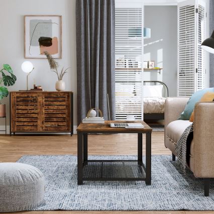 Комод с раздвижными дверцами FIRA коричневый/черный