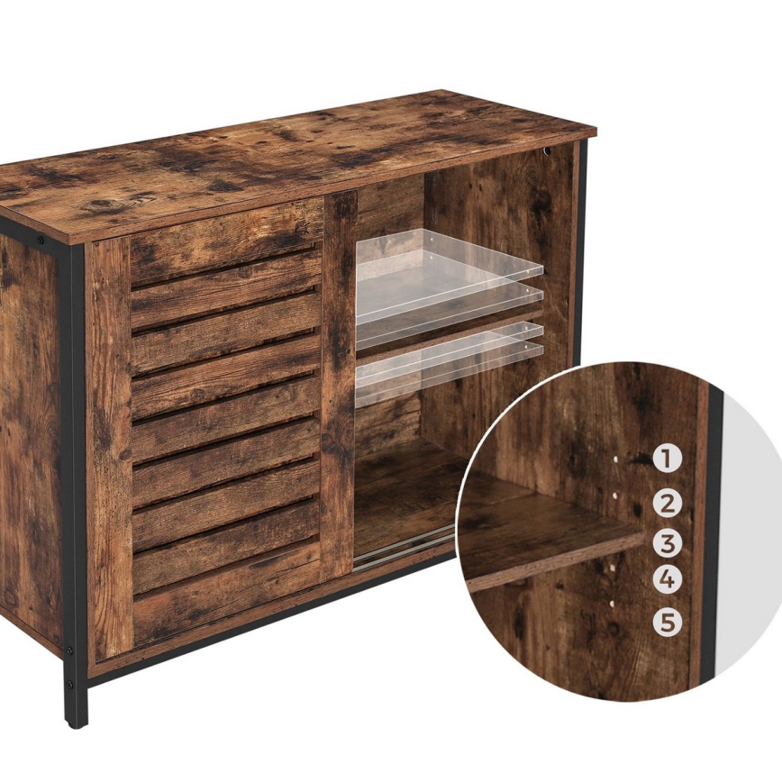 Комод с раздвижными дверцами FIRA коричневый/черный