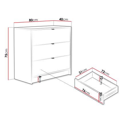 Комод TIRENO 75x80 см бежевий
