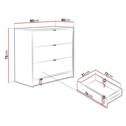 Комод TIRENO 75x80 см чорний
