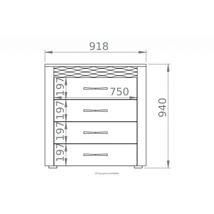 Комод VANCO 94x92 см коричневий