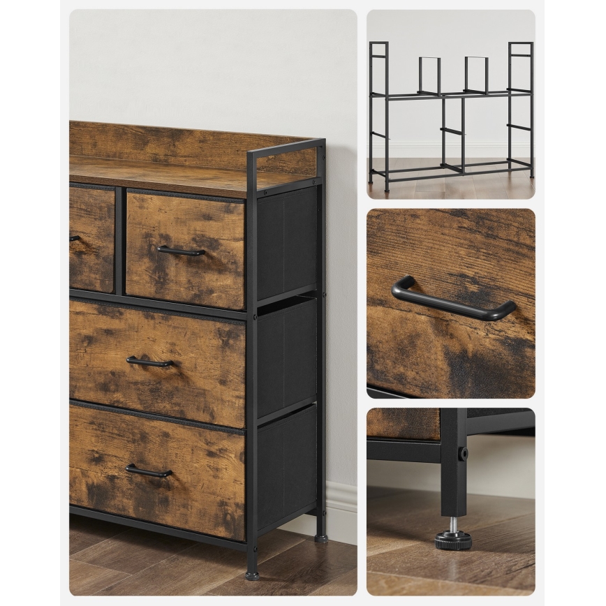 Комод з шухлядами KIRA коричневий/чорний