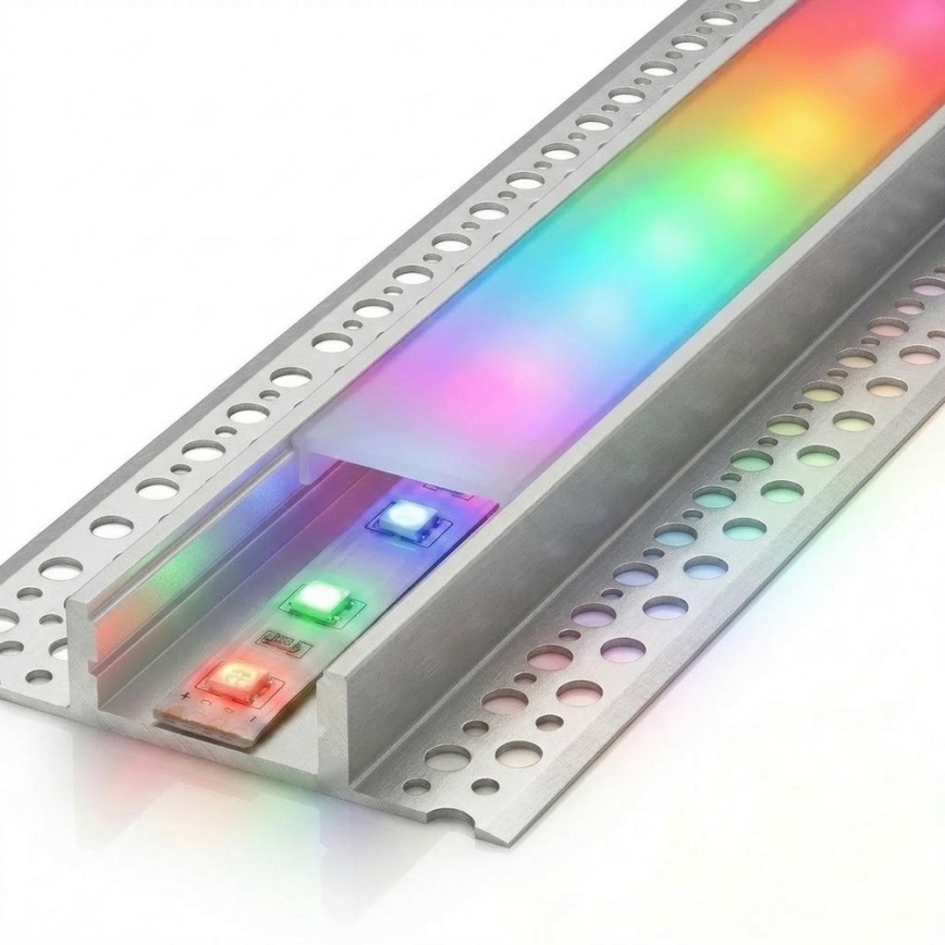 Набор 1x диммируемая RGBW LED-лента DIGITAL LED/9,6W/230V 3 m + 3x встраиваемый профиль 1 m серебристый/белый + пульт дистанционного управления