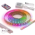 Комплект: 1x диммируемая RGBW LED-лента DIGITAL LED (16,5 Вт/230 В), 5 м + 5 встраиваемых профилей по 1 м, серебристый/белый + пульт дистанционного управления