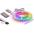 КОМПЛЕКТ 1x диммируемая RGBW LED-лента NEO LITE MUSIC LED/24W/230V 5 м IP65 Wi-Fi Tuya + 5x встраиваемый профиль 1 м черный/белый + пульт дистанционного управления