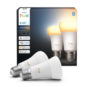 Комплект 2 шт. затемнюваних світлодіодних ламп Philips Hue WHITE AMBIANCE E27/8,1W/230V 1000-20000K