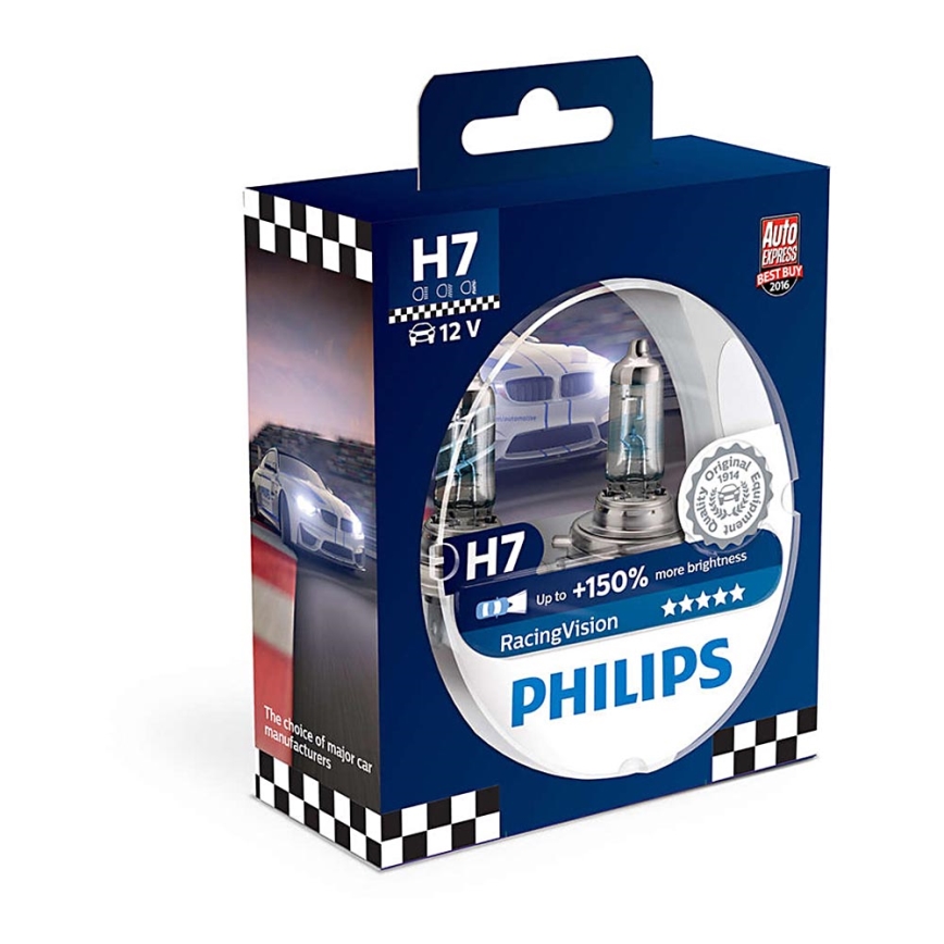 КОМПЛЕКТ 2x автолампы Philips RACINGVISION 12972RVS2 H7 PX26d/55W/12V