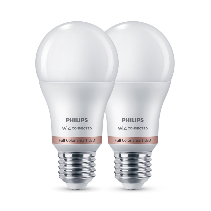 КОМПЛЕКТ 2x LED RGB ламп з регульованою яскравістю Philips SMART A60 E27/8,5W/230V 2200-6500K + пульт дистанційного керування