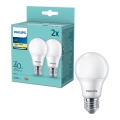 КОМПЛЕКТ 2x LED-ламп Philips A60 E27/4,9W/230V 2700K