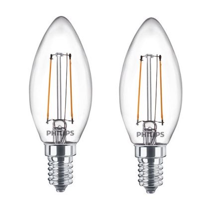 КОМПЛЕКТ 2x LED Лампочка Philips B35 E14/2W/230V 2700K