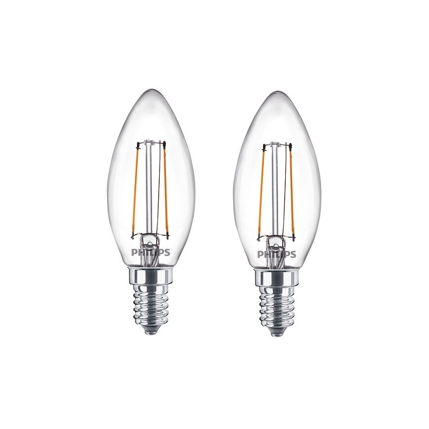 КОМПЛЕКТ 2x LED Лампочка Philips B35 E14/2W/230V 2700K