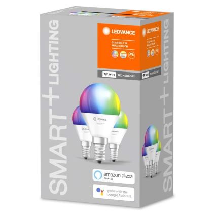 КОМПЛЕКТ 3x LED RGBW лампочка з регулятором яскравості SMART+ E14/5W/230V 2700K-6500K - Ledvance