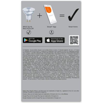 Комплект 3x LED RGBW лампочка з регулюванням яскравості SMART+ GU10/4,9W/230V 2700K-6500K Wi-Fi - Ledvance