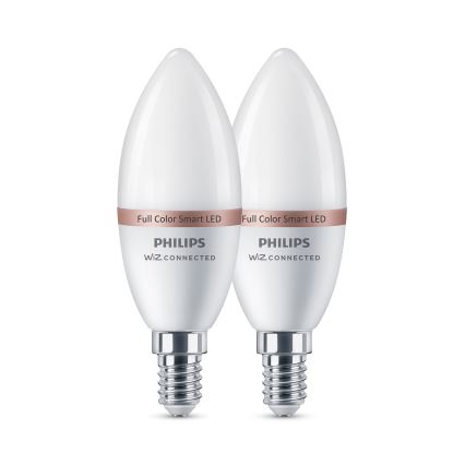 НАБІР 2x LED RGB диммована лампа Philips SMART C37 E14/4,9W/230V 2200-6500K CRI 90