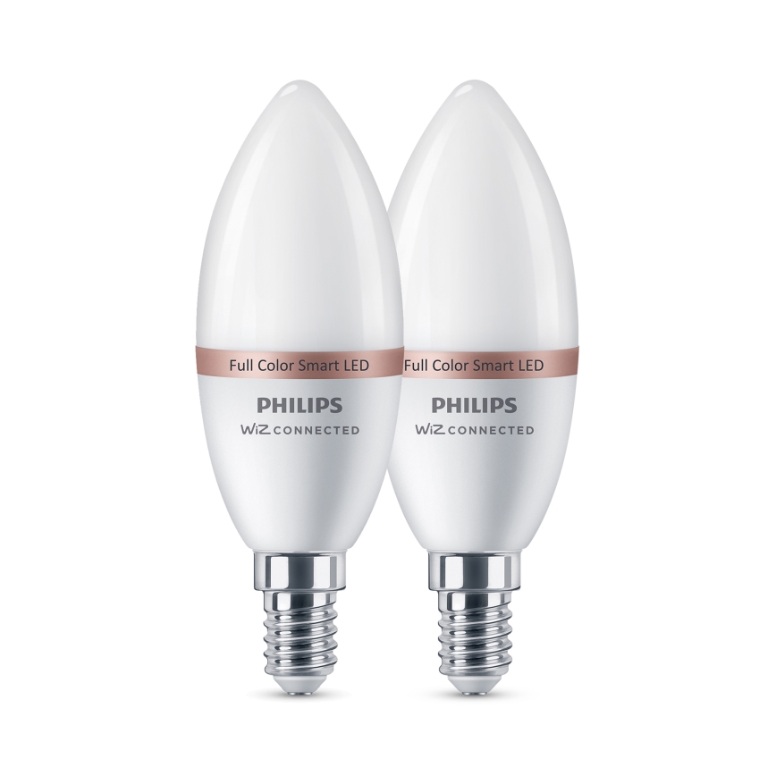 НАБІР 2x LED RGB диммована лампа Philips SMART C37 E14/4,9W/230V 2200-6500K CRI 90