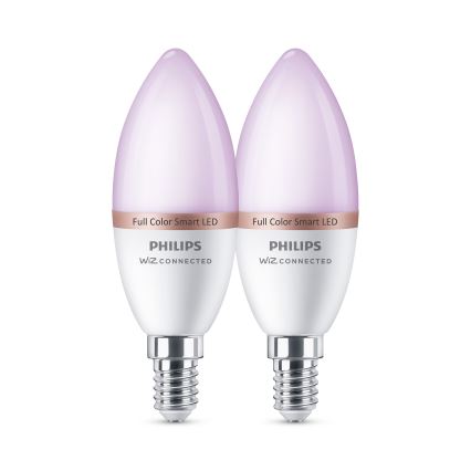НАБІР 2x LED RGB диммована лампа Philips SMART C37 E14/4,9W/230V 2200-6500K CRI 90