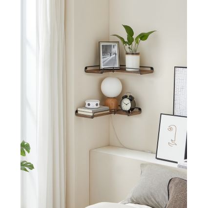 Комплект из 2 настенных полок SHELFY, 40x10x29 см, коричневые/чёрные
