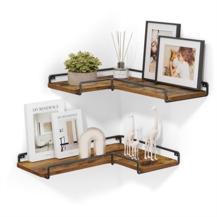 Комплект из 2 настенных полок SHELFY, 40x10x29 см, коричневые/чёрные
