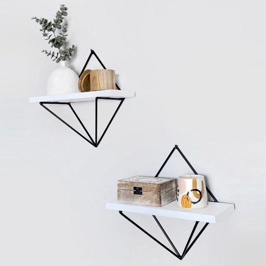 Комплект из 2 полок DIA, белая/чёрная