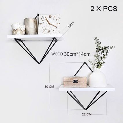 Комплект из 2 полок DIA, белая/чёрная