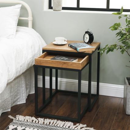 Комплект из 2 приставных столиков ELDUR, коричневый/чёрный