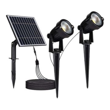 Комплект из 2 солнечных уличных светодиодных ламп 2xLED/1,2W/3,7V IP65 3000K 4000 mAh