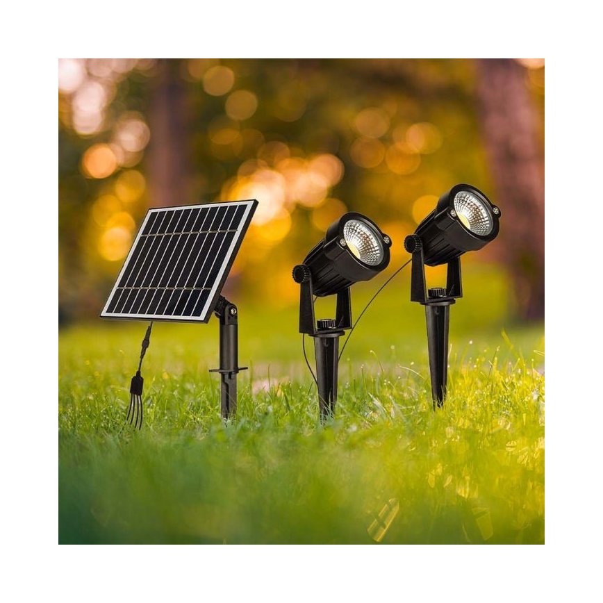 Комплект из 2 солнечных уличных светодиодных ламп 2xLED/1,2W/3,7V IP65 3000K 4000 mAh