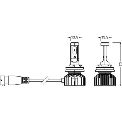 Комплект із 2 світлодіодних автомобільних ламп NIGHT BREAKER SMART H16 (цоколь PGJ19-3), 4 Вт, 12 В, 6000 К — Osram