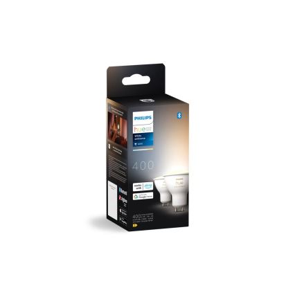 Набір 2x LED затемнювана лампа Philips Hue WHITE AMBIANCE GU10/4,2W/230V 2200-6500K + диммер-перемикач