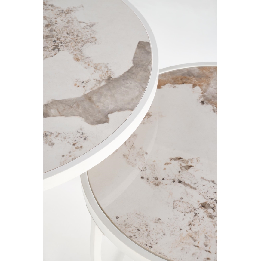 Комплект из 2 журнальных столиков AURORO, бежевый/белый