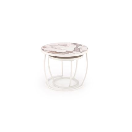 Комплект из 2 журнальных столиков AURORO, бежевый/белый