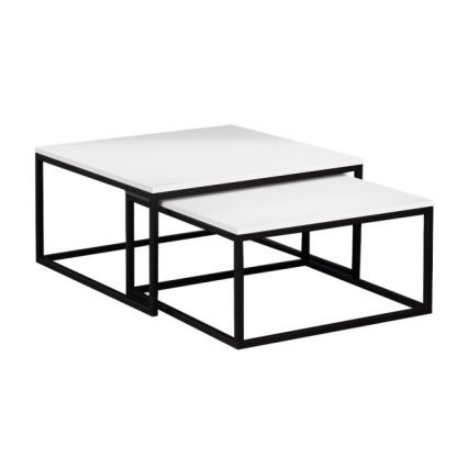 Комплект из 2 журнальных столиков DUAL 76x76/66x66 см, чёрный/белый