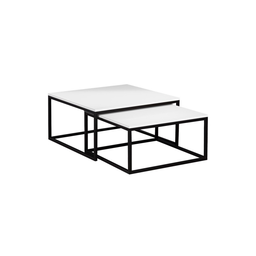 Комплект из 2 журнальных столиков DUAL 76x76/66x66 см, чёрный/белый