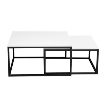 Комплект из 2 журнальных столиков DUAL 76x76/66x66 см, чёрный/белый