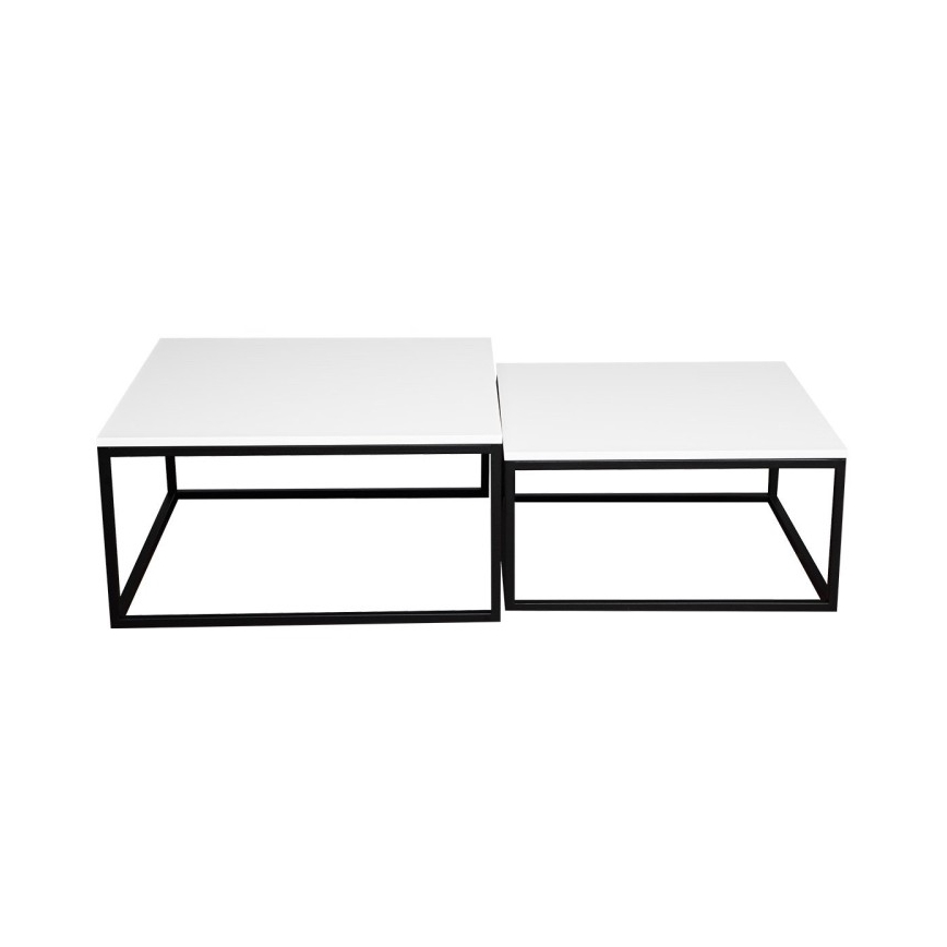 Комплект из 2 журнальных столиков DUAL 76x76/66x66 см, чёрный/белый