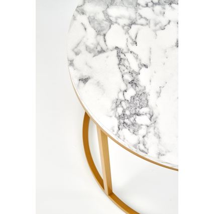 Комплект из 2 журнальных столиков PACILA, мраморный декор/золотая отделка