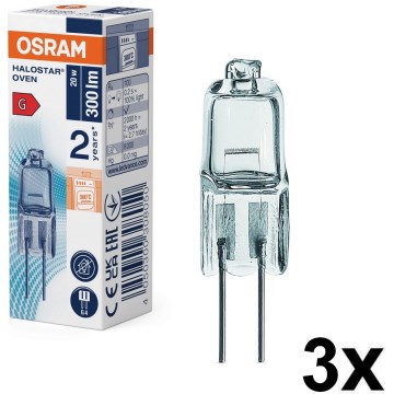 Комплект із 3 галогенних ламп для духовки HALOSTAR G4/20W/12V 2700K - Osram