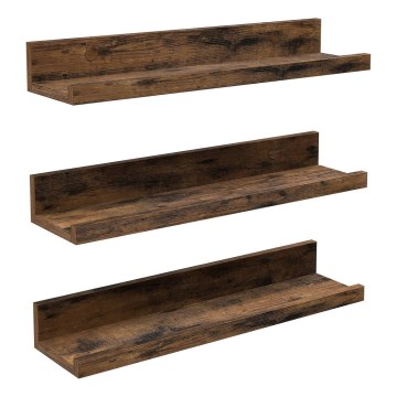 Комплект из 3 настенных полок SHELFY 38x5x10 см, коричневые