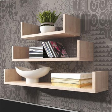 Комплект из 3 настенных полок TRIO 40/60/80x11x18 см дуб сонома