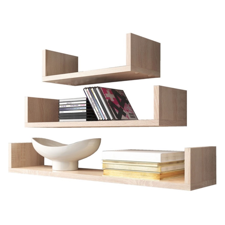 Комплект из 3 настенных полок TRIO 40/60/80x11x18 см дуб сонома