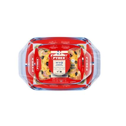 Комплект із 3 скляних форм для випікання PYREX — 1,4 л / 3 л / 4 л