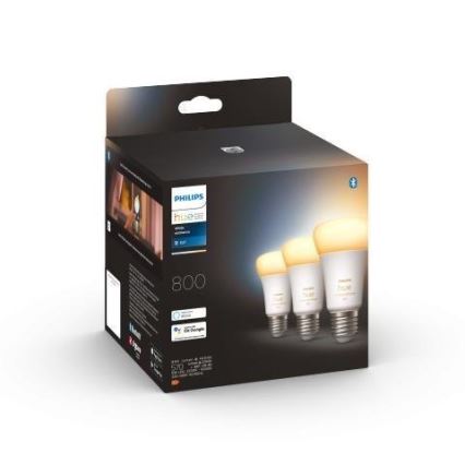Komplekt 3 sht. svitlodiodnykh lamp zi zminnoyu yaskravistyu Philips Hue WHITE AMBIANCE A60 E27/6W/230V 2200-6500K