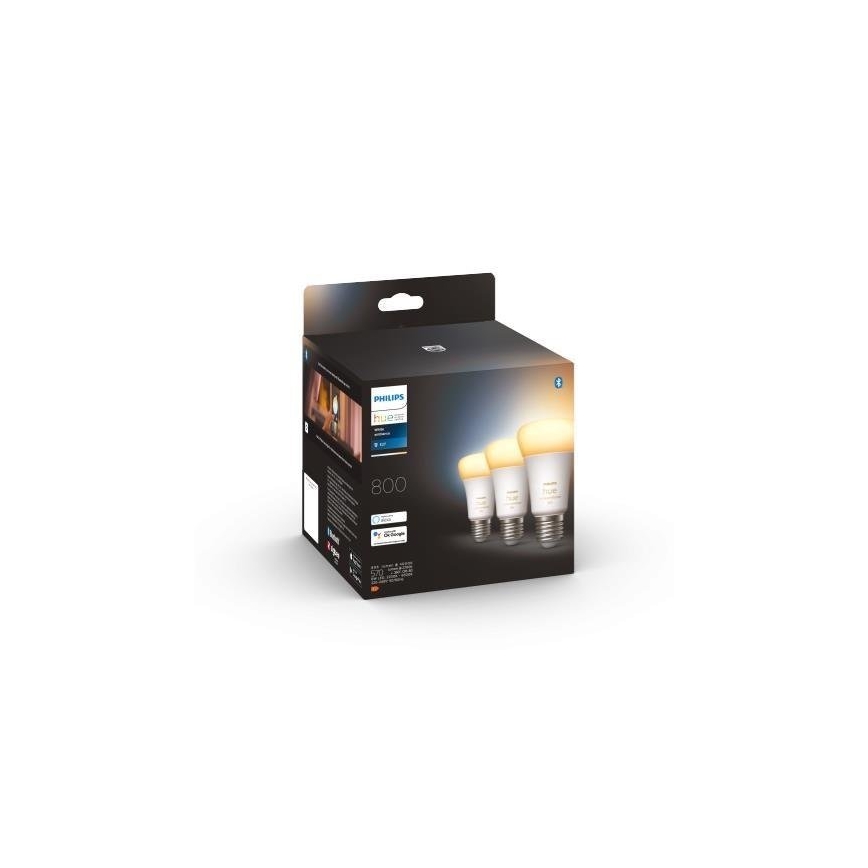 Komplekt 3 sht. svitlodiodnykh lamp zi zminnoyu yaskravistyu Philips Hue WHITE AMBIANCE A60 E27/6W/230V 2200-6500K