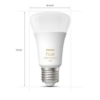 Komplekt 3 sht. svitlodiodnykh lamp zi zminnoyu yaskravistyu Philips Hue WHITE AMBIANCE A60 E27/6W/230V 2200-6500K