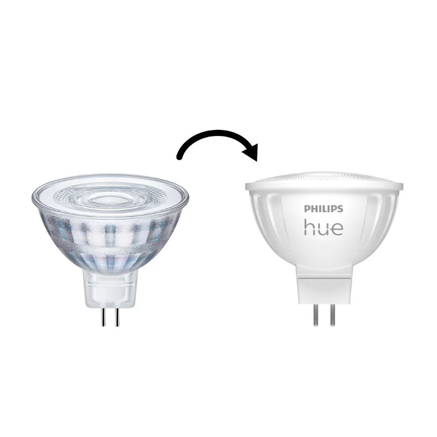 Комплект из 4 диммируемых LED-ламп Philips Hue WHITE AMBIANCE GU5,3/MR16/5,1 Вт/12 В 2200-6500K