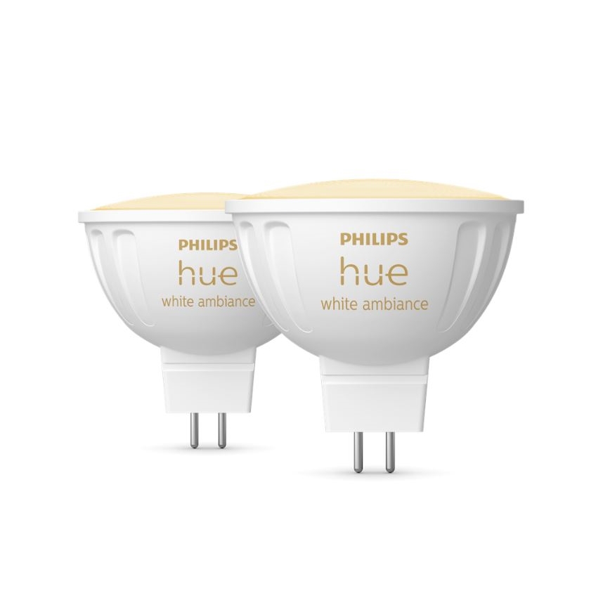 Комплект из 4 диммируемых LED-ламп Philips Hue WHITE AMBIANCE GU5,3/MR16/5,1 Вт/12 В 2200-6500K